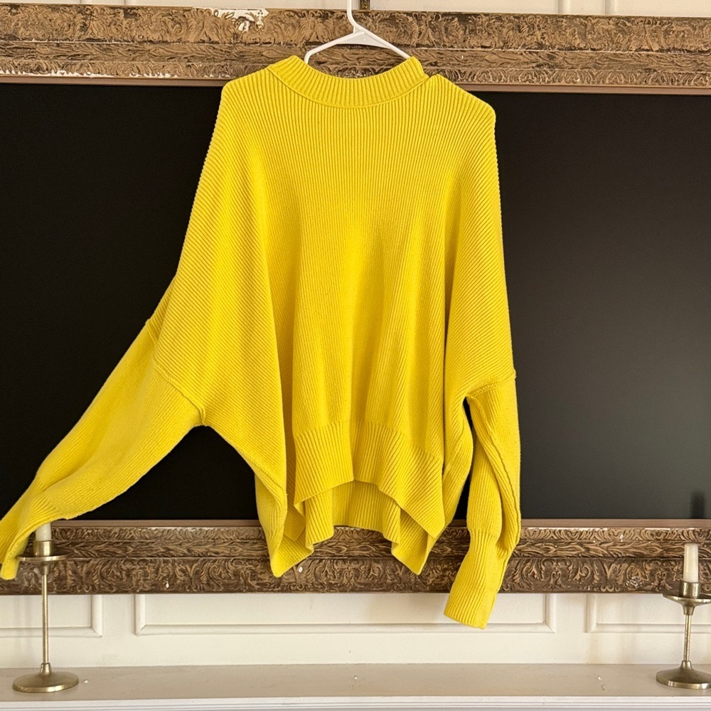 Free People Oversized Cowl-Neck Sweater in Bright Yellow